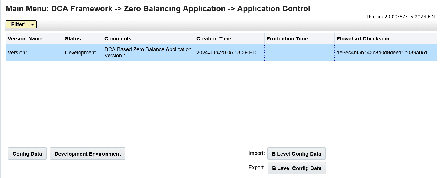 Application Control Page