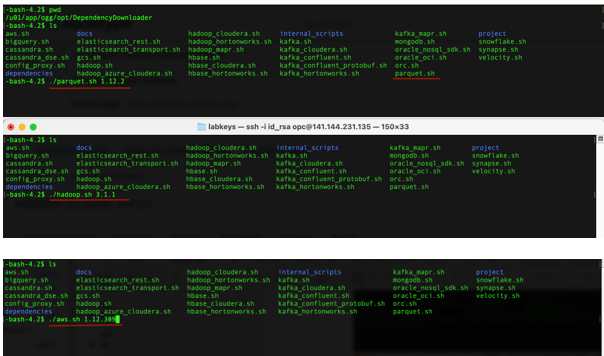 II.必要なバージョンを指定したparquet.sh、hadoop.shおよびaws.shの実行