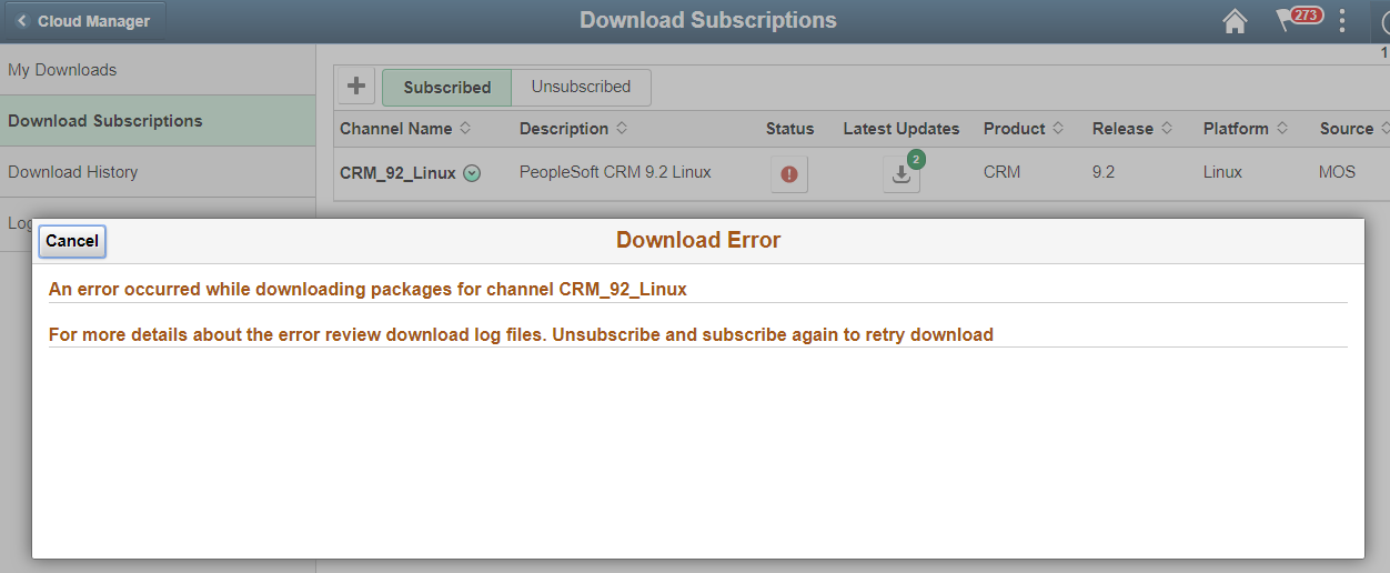 Download Error page