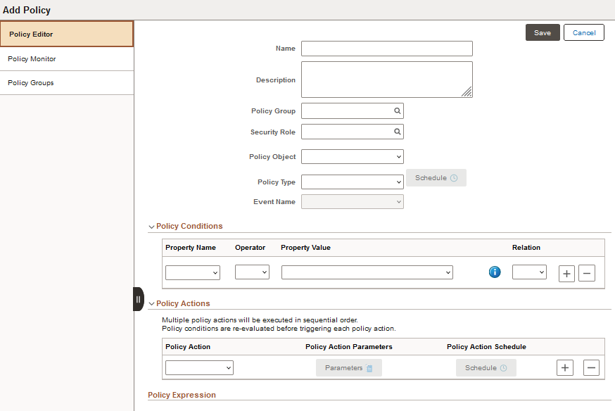 Add Policy page