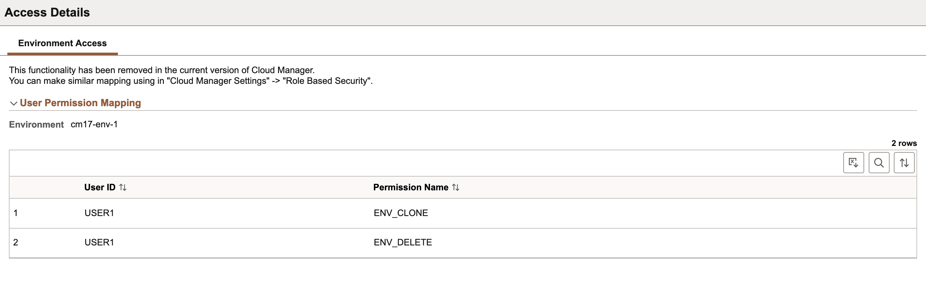 Access Details page