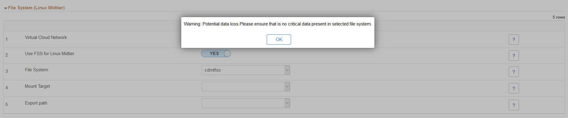 File System warning message