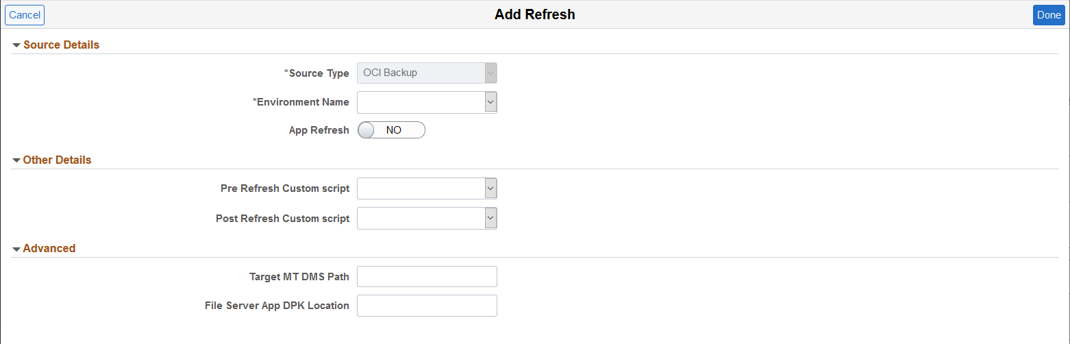 Add Refresh page for ADB-D environment