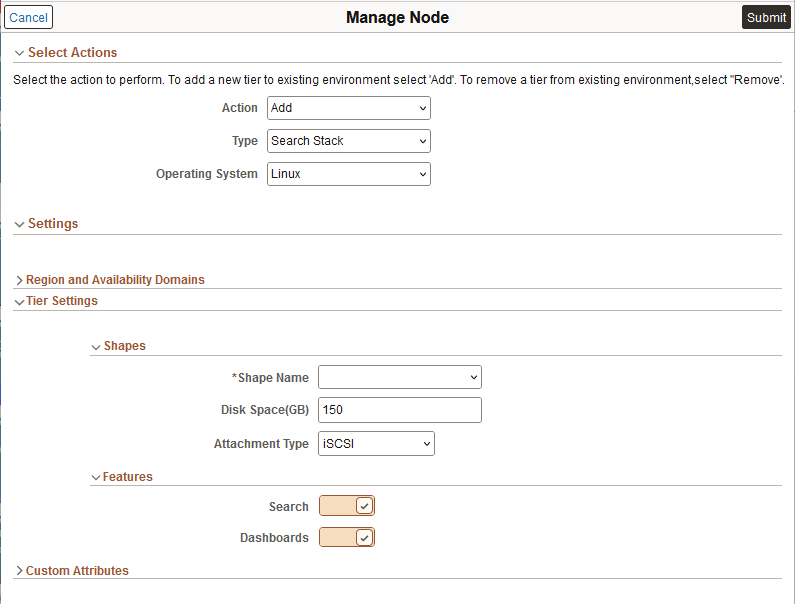 Manage Node page - add Search Stack node