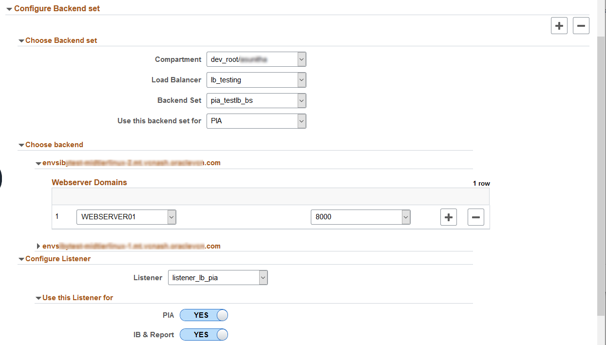 Backend Set for PIA