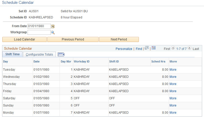 Schedule Calendar page
