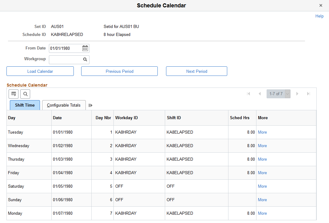 Schedule Calendar page
