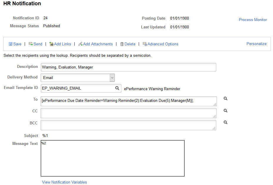HR Notification Example of a Due Date Email Reminder