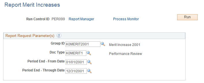 Report Merit Increases page