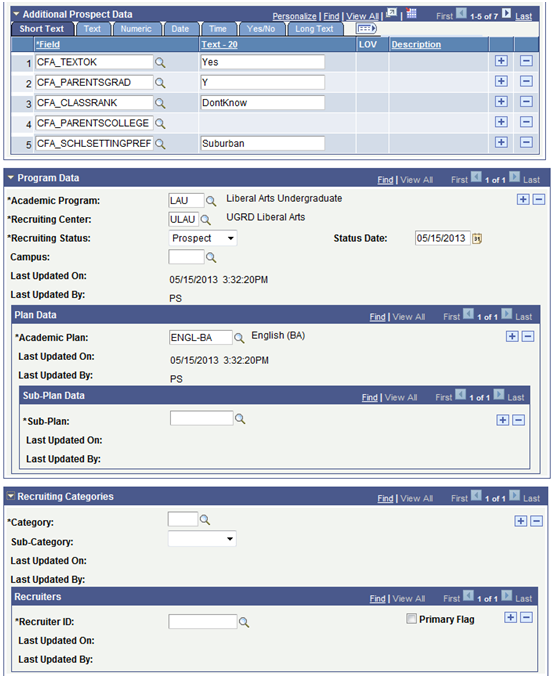 Prospect Data page (2 of 2)