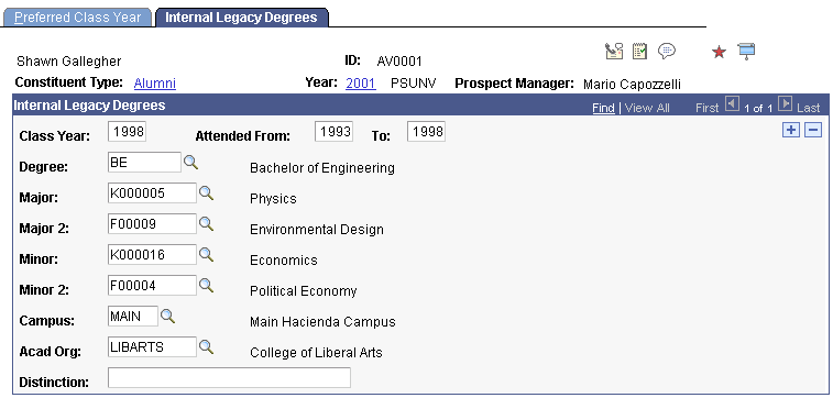 Internal Legacy Degrees page