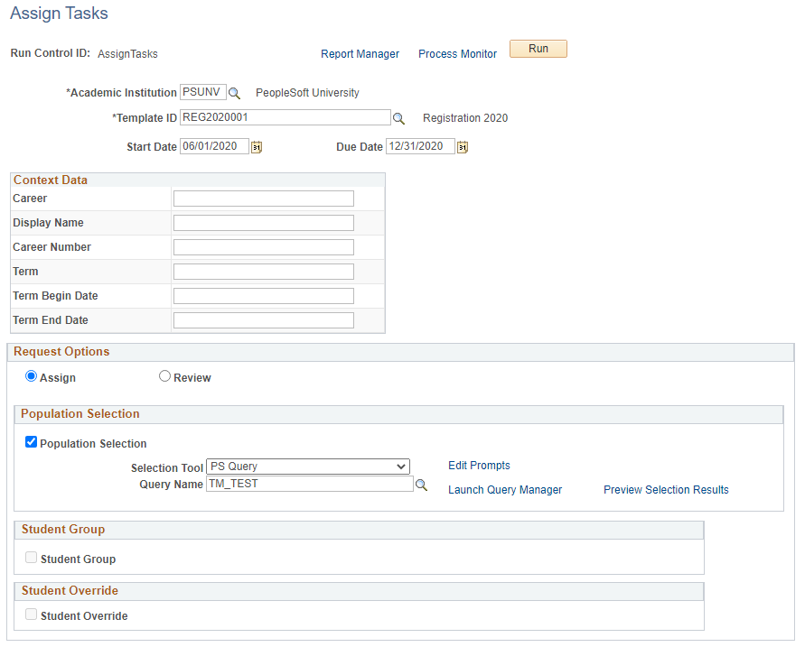 Assign Tasks page
