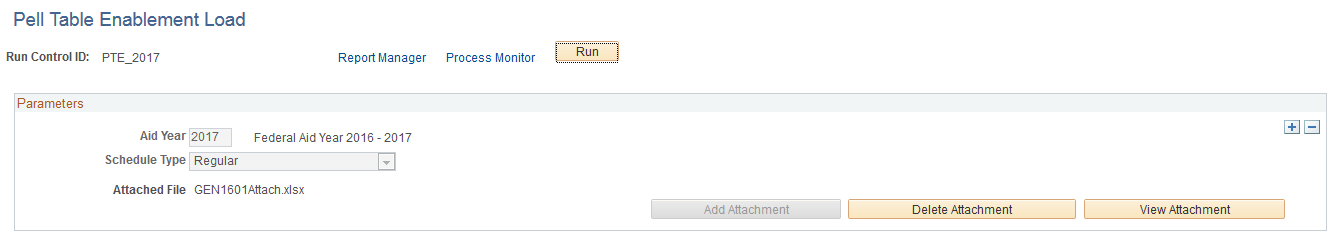 Pell Table Enablement Load page