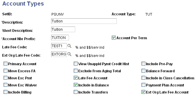 Account Types page