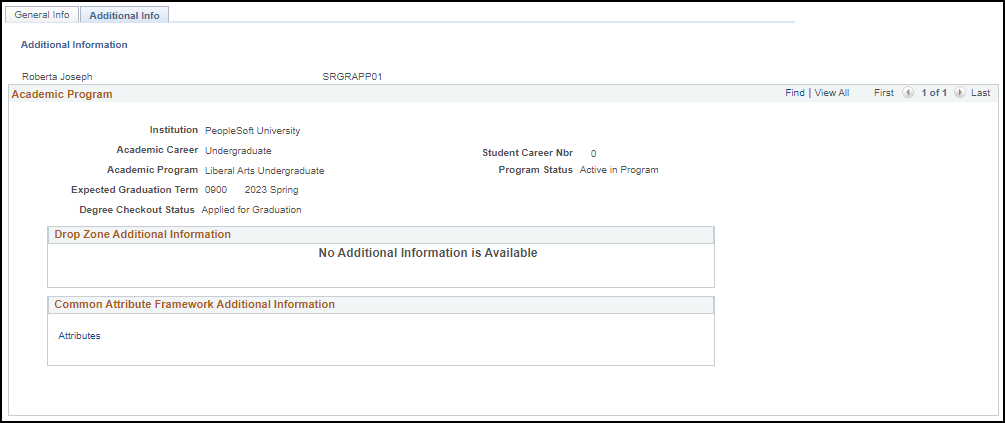 Application for Graduation Additional Info page