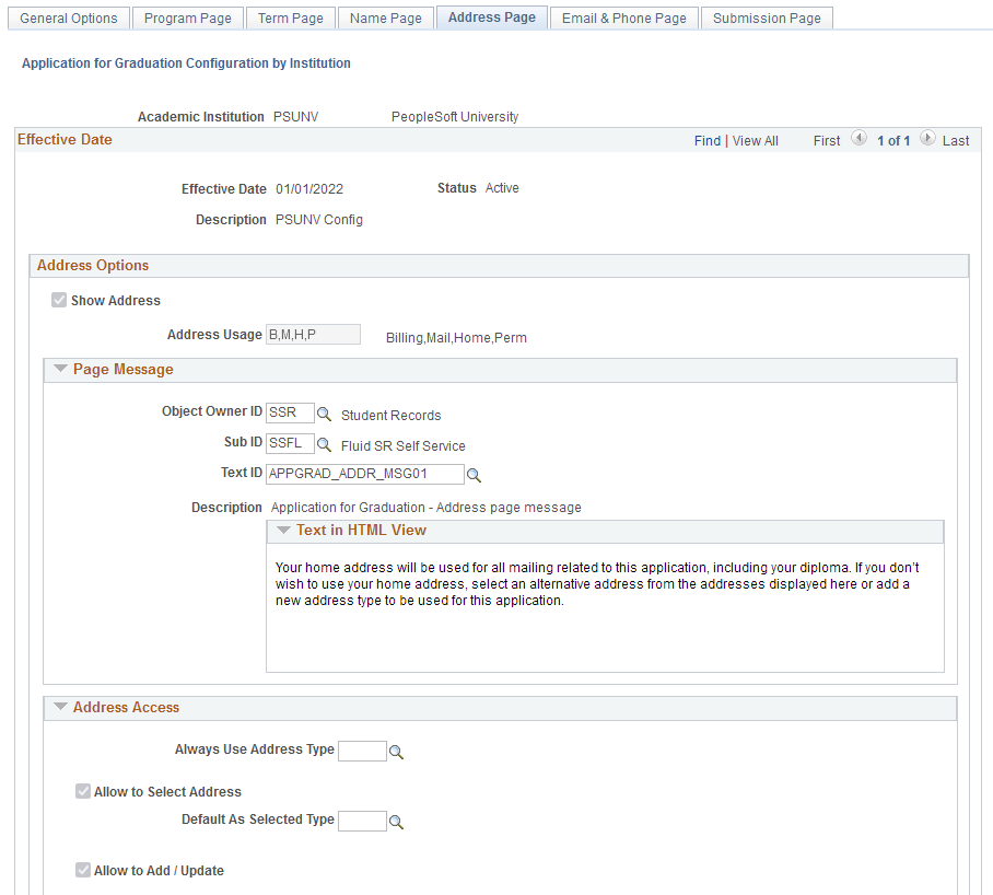 Address Page