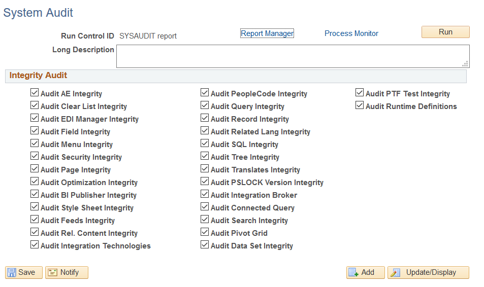 System Audit page