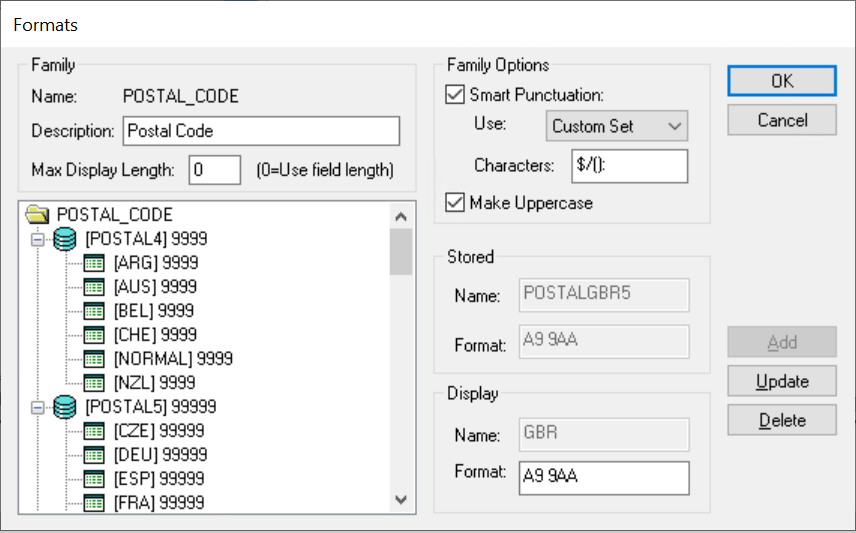 Formats dialog box