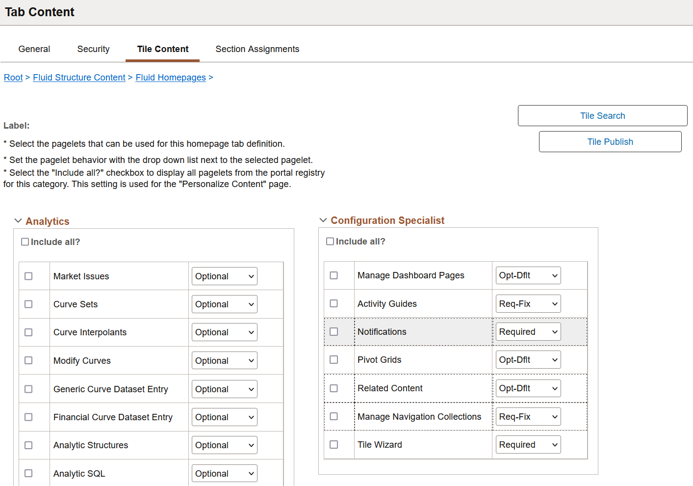 Tile Content - Tab Content page for tiles