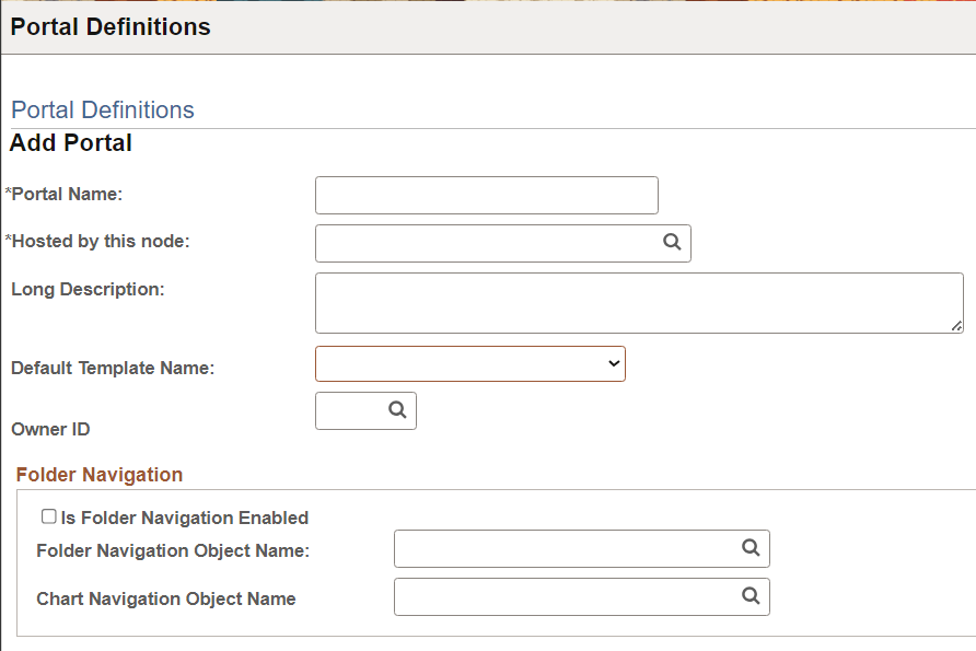 Add Portal page