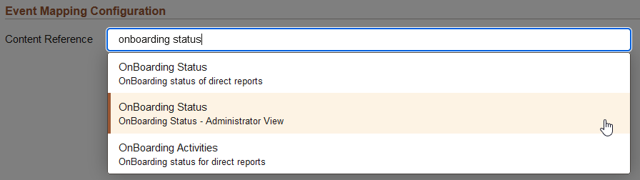 Searching for a CREF on the Event Mapping Configuration page