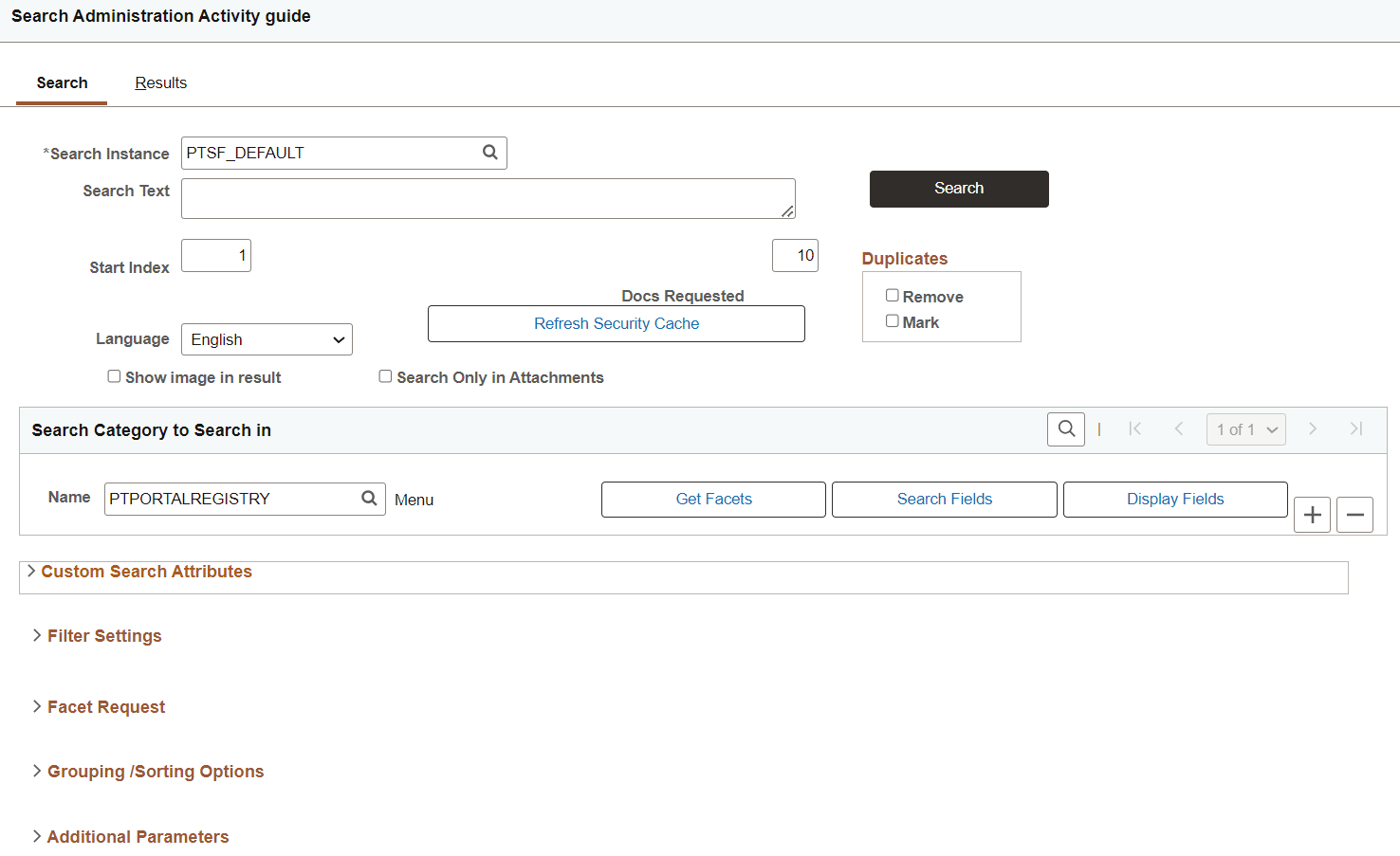 Search Test page