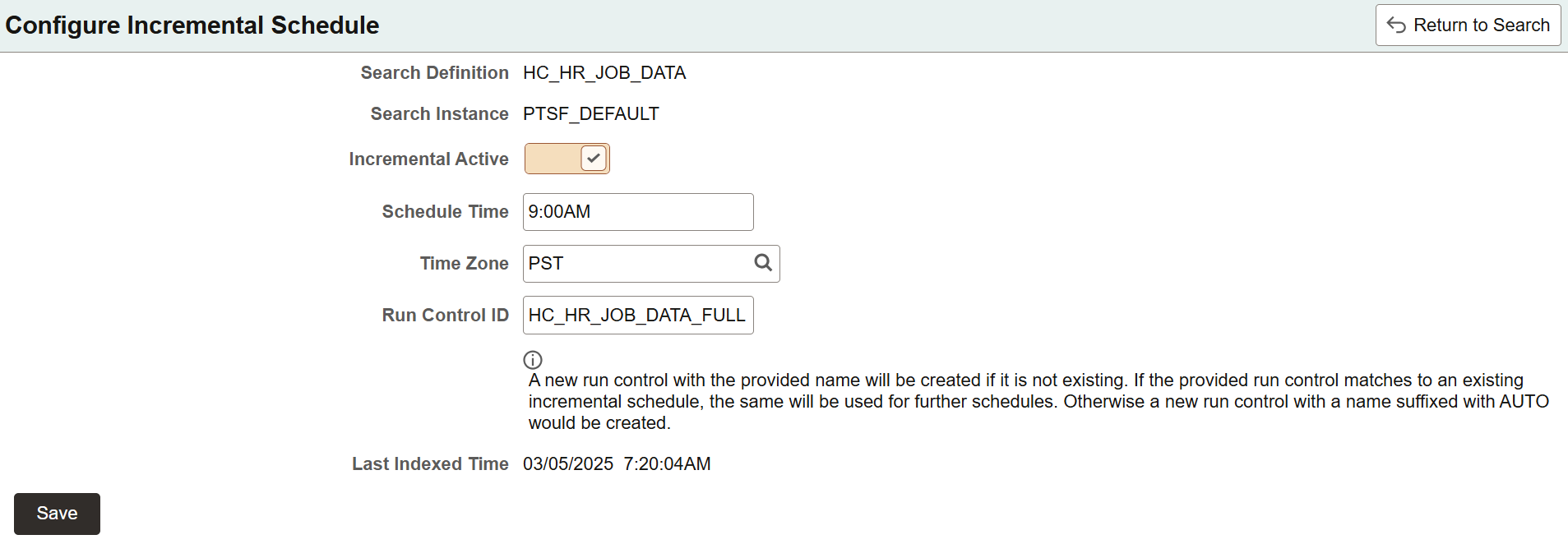 Configure Incremental Schedule