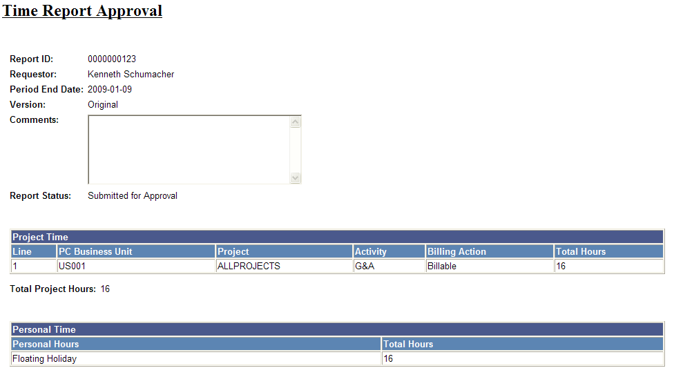 Time Report Approval email (1 of 2)