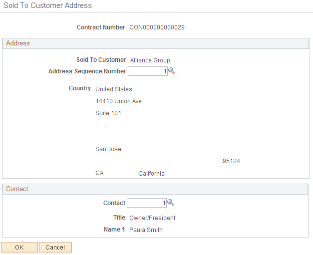 Sold To Address page