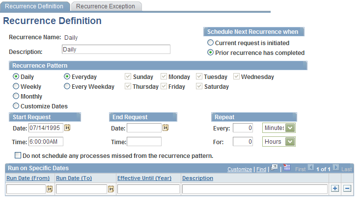 Recurrence Definition page