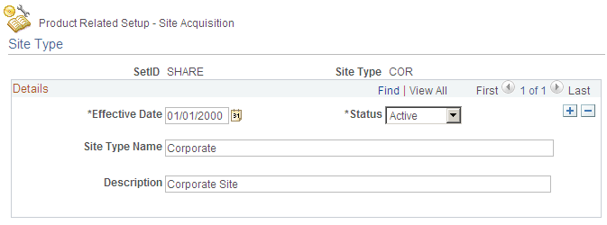 Site Type page