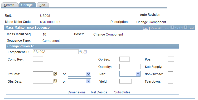 BOM Mass Maintenance Code - Change page