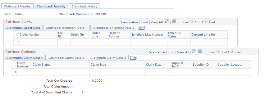 Claimback Activity page