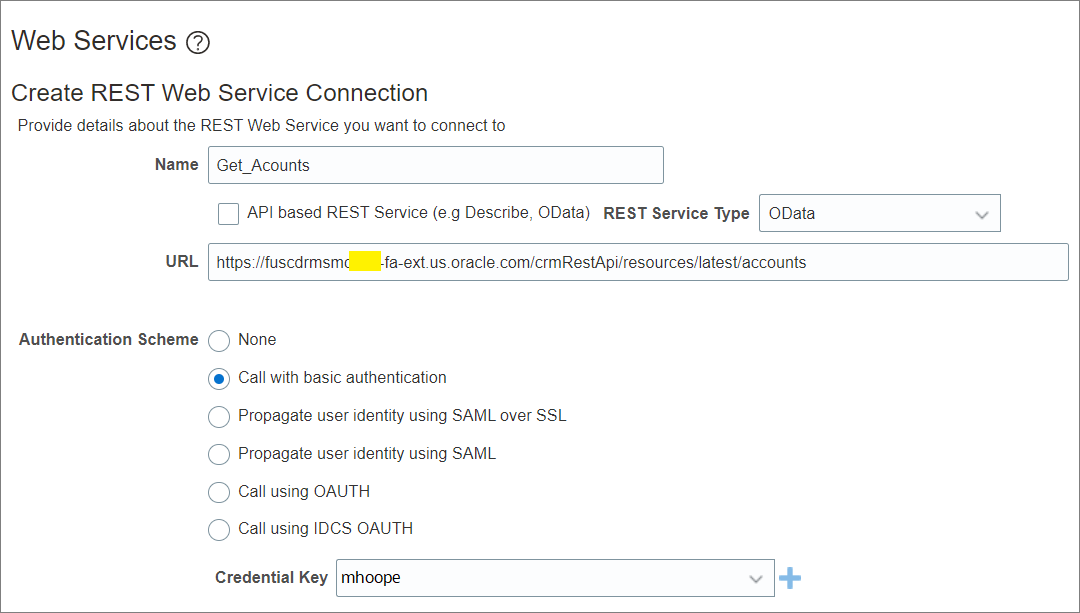 Webサービス詳細を追加します。