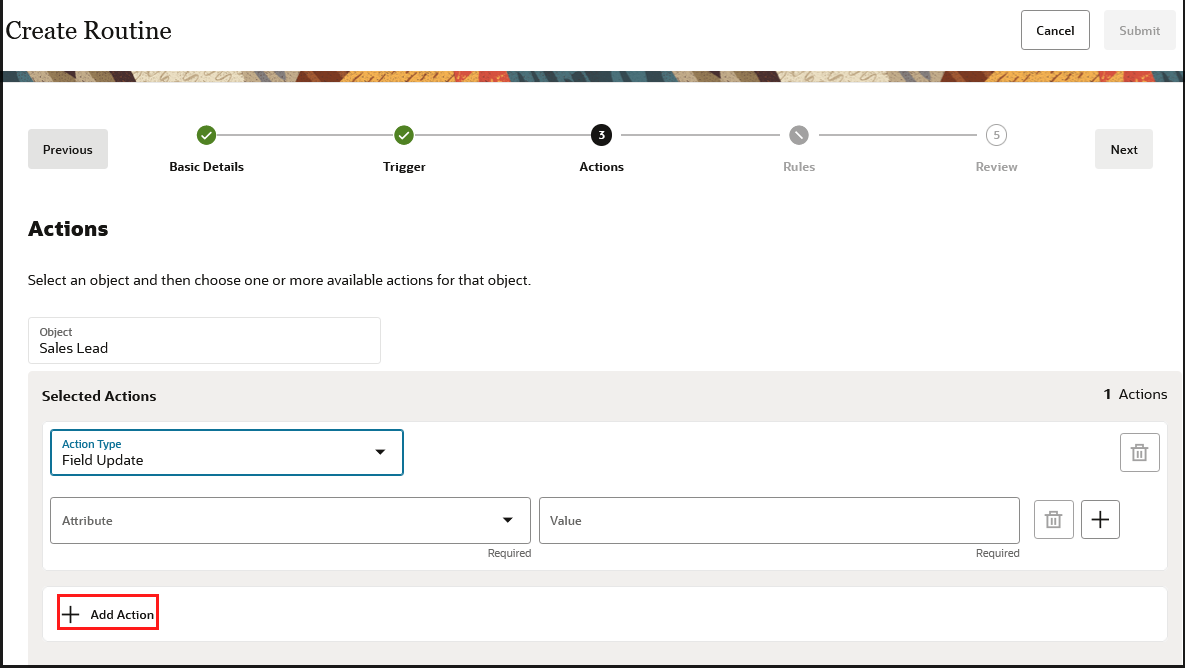「処理の追加」ボタンを示すスクリーンショットの例。