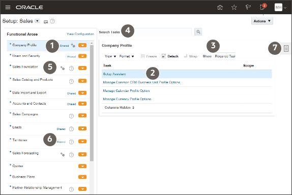 テキストで説明されている機能を強調表示するコールアウトを含む「営業」ページ