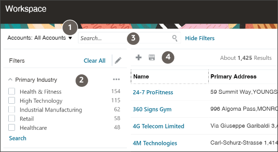 「ワークスペース」ページの一部のスクリーンショット