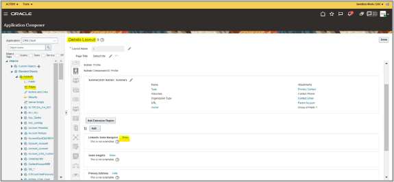 LinkedIn Sales Navigatorリージョンの「表示」リンクが 表示されたスクリーンショット。