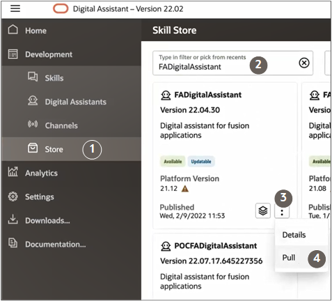テキストで説明されている機能が強調表示されたスキル・ストアの詳細