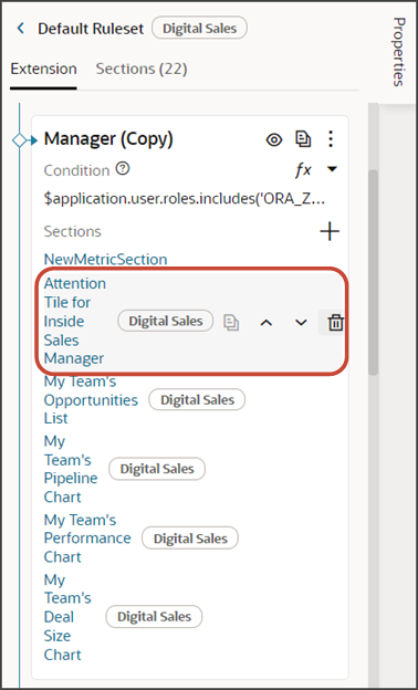 これは、レイアウト上のセクションを削除する方法のスクリーンショットです。