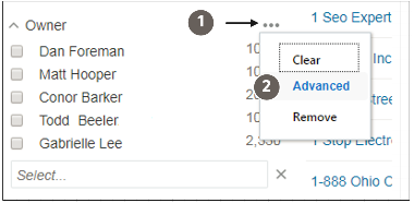 省略記号アイコン(「その他」)および「拡張」メニューの 選択の場所が強調表示されたスクリーンショット。