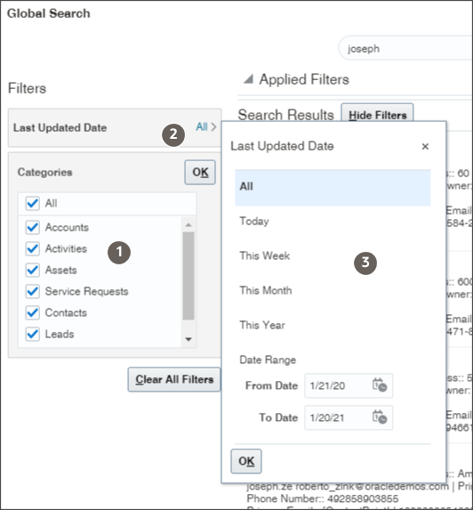 グローバル検索フィルタ