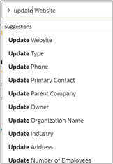 更新オプションのリスト