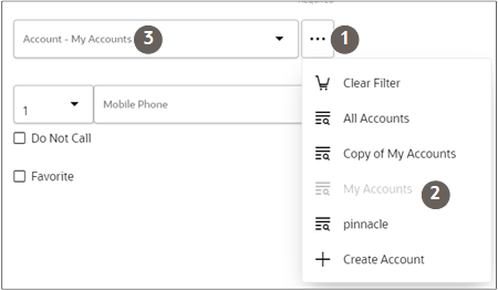 保存済検索を含む「処理」メニュー。