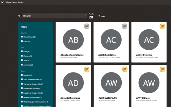 これは、パートナ・ファインダ・アプリケーションのスクリーンショットです。
