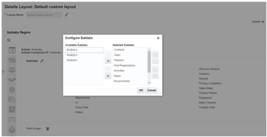 オブジェクトの編集ページのサブタブ・ダイアログを構成します。