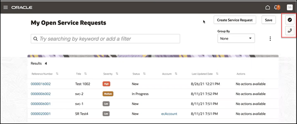 メニュー・アイテムを表示する「可用性」ツールバー。