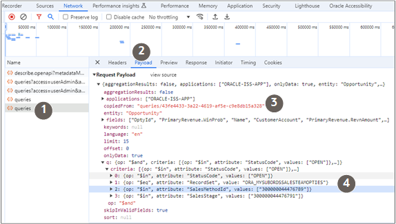 テキストで説明されている項目が強調表示されたChromeの「検査」ページの一部のスクリーンショット。