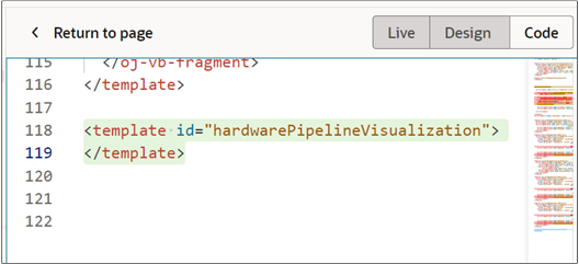 このスクリーンショットは、空のテンプレート・タグを示しています。