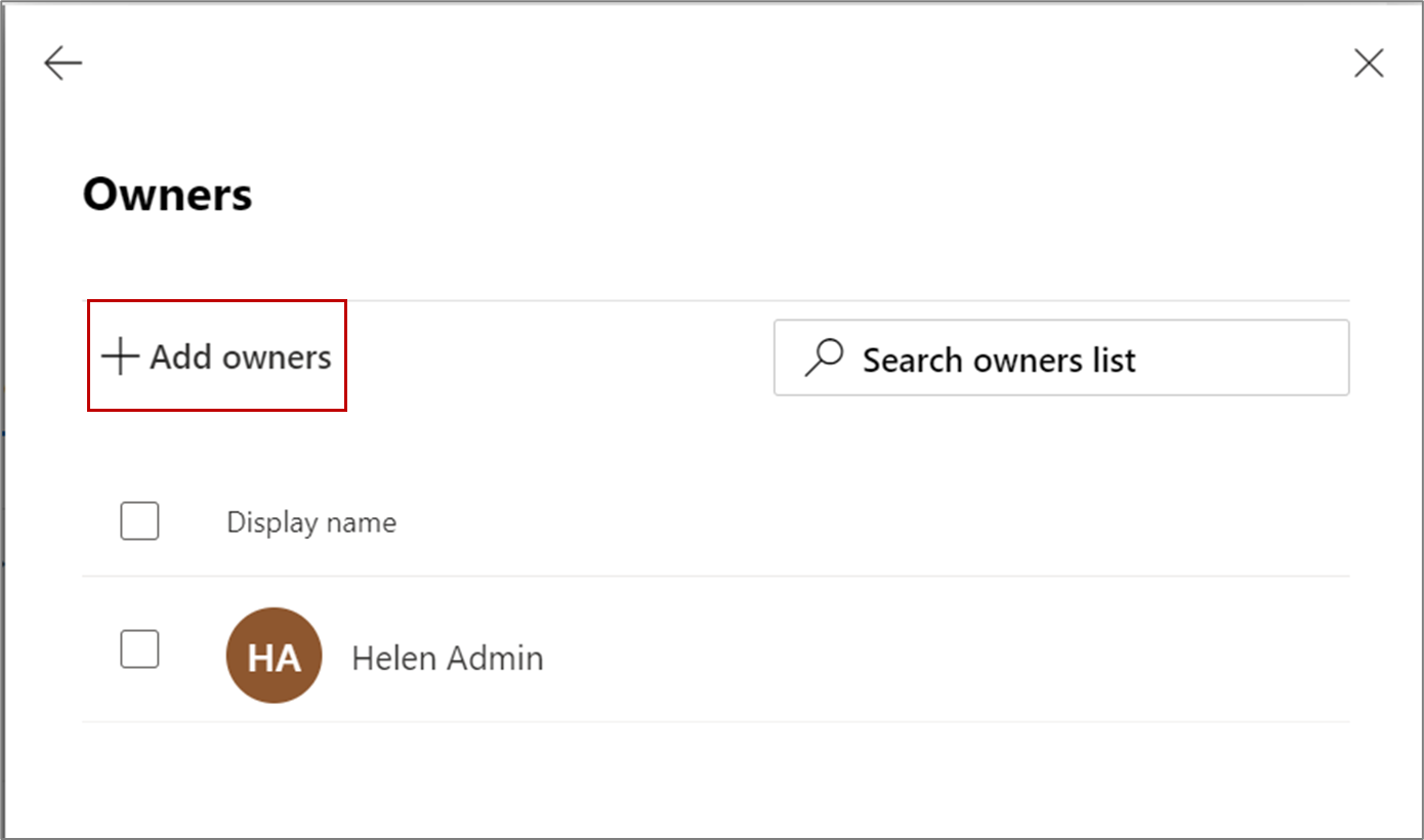 「Add Owners」ボタンをクリックします。